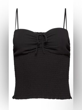 SOLD Aritzia Wilfred Black Smocked Spaghetti Strap Crop Top